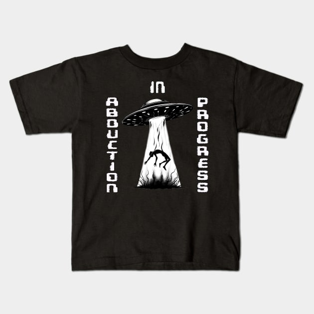 Alien UFO Abduction Silhouette Kids T-Shirt by MetalByte